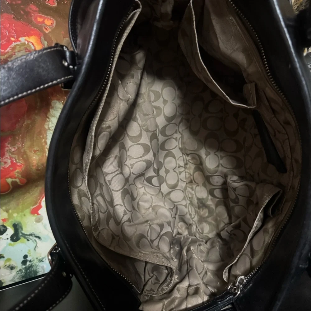 Coach Black Leather Tote Bag